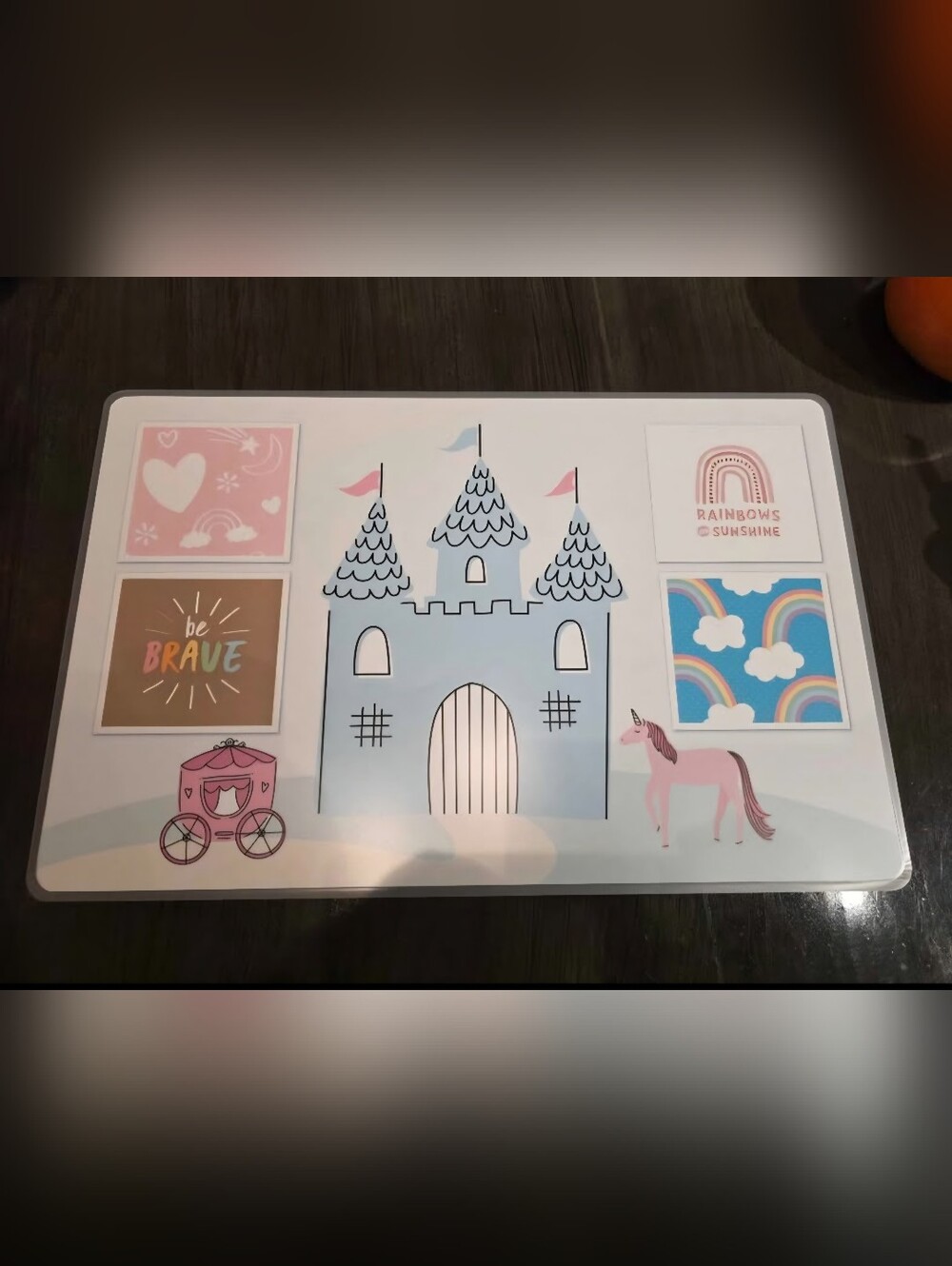 New girls princess rainbow placemat - unicorn girly